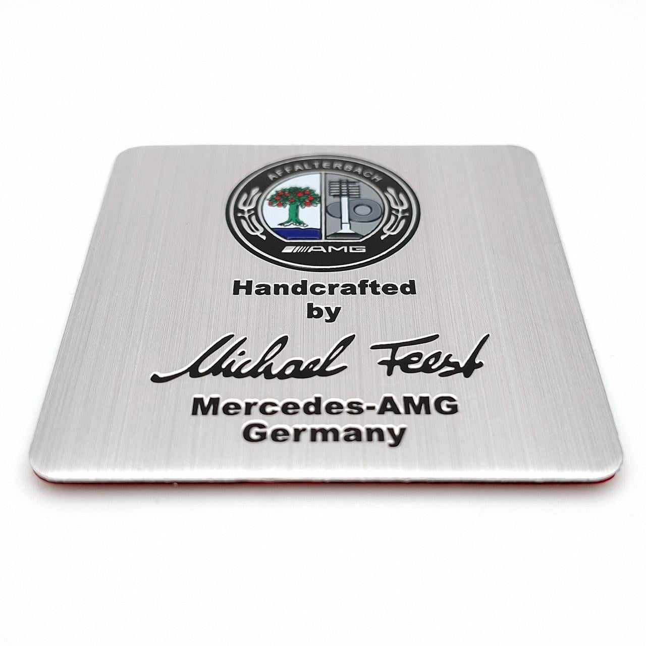 Емблема алюмінієва Affalterbach AMG Handcrafted by Michael Feest Mercedes Benz 6,5х6,5 см Хром/Чорний (2828214449)