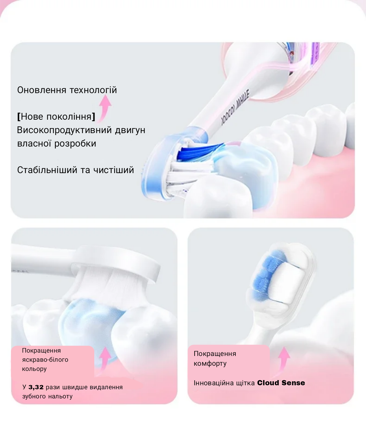 Електрична зубна щітка Soocas X3S Рожевий (655200) - фото 6 Електрична зубна щітка Soocas X3S Рожевий (655200) - фото 6