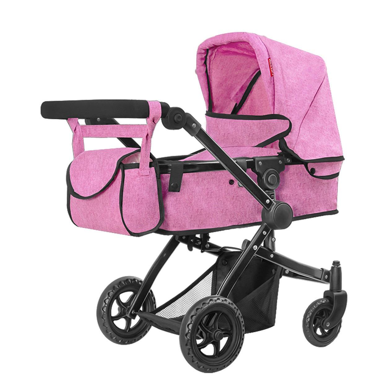 Коляска для куклы Carrello Maestro 9651B трансформер с перекидной ручкой/сумка 2в1 Pink (13454697)