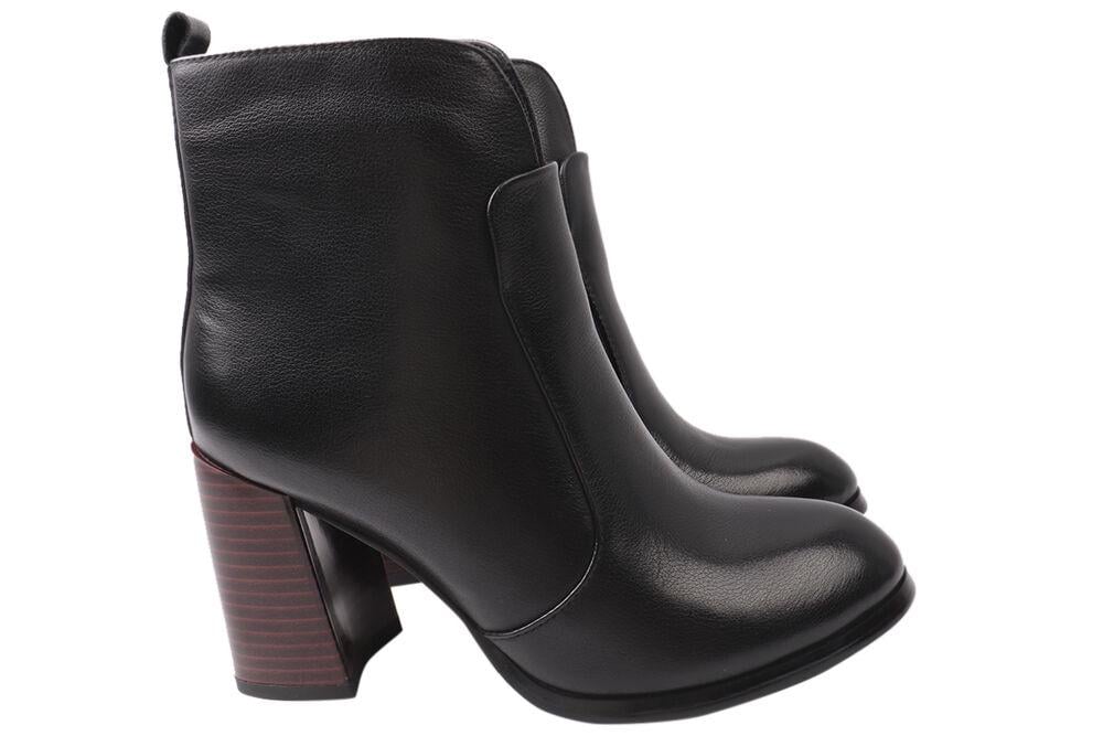 Ботильоны женские Farinni из кожи на большом каблуке р. 39 Черный (67-20/21DH)