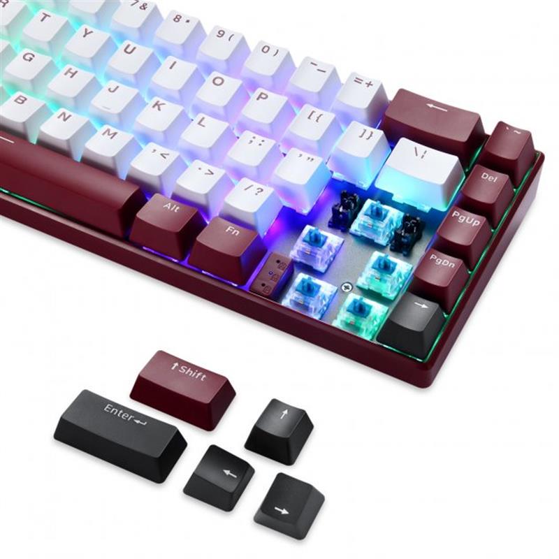 Клавиатура механическая Motospeed BK67 Longhua Blue Switch Bluetooth/USB RGB подсветка красная (626309) - фото 4 Клавиатура механическая Motospeed BK67 Longhua Blue Switch Bluetooth/USB RGB подсветка красная (626309) - фото 4