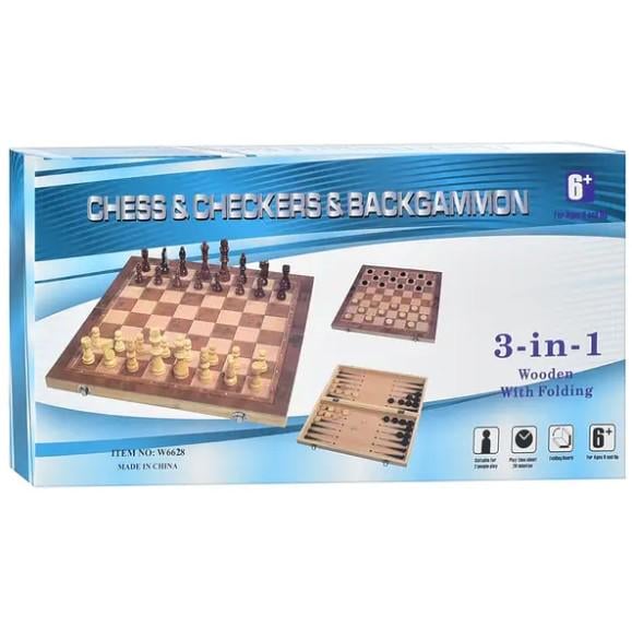Шахи дерев'яні 3в1 17x34 см (W6628)