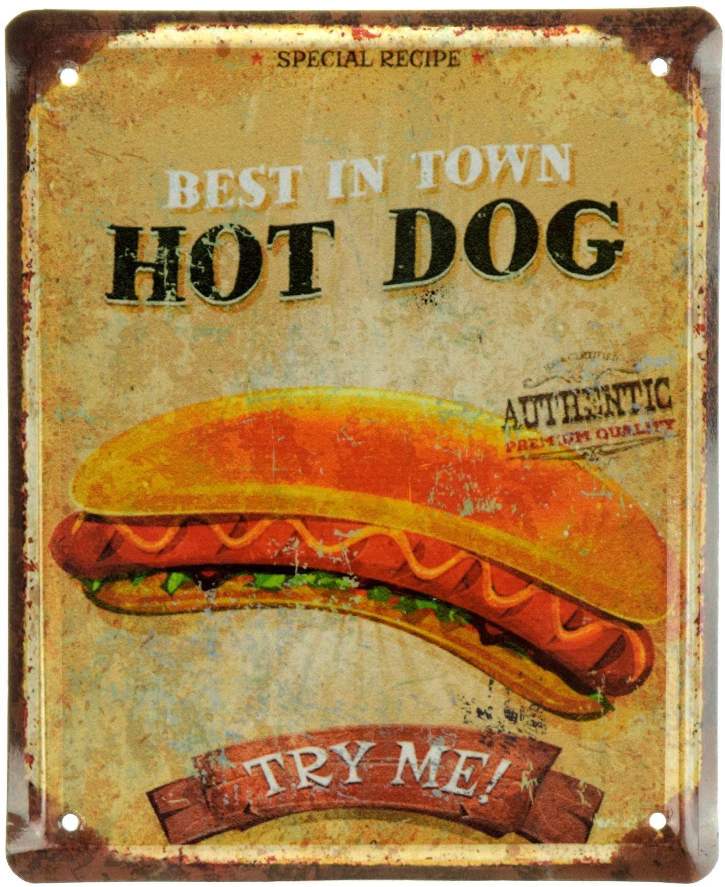 Табличка металлическая Хот-Дог/Hot Dog Try Me! 18x22 см