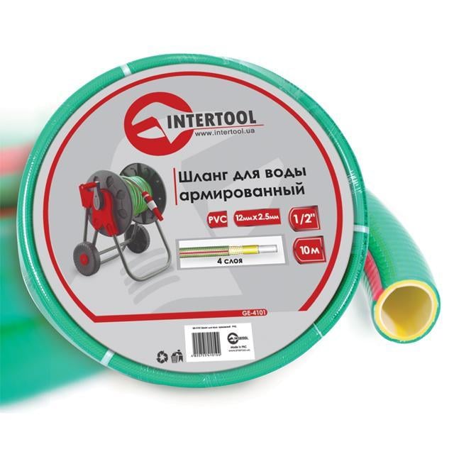 Шланг для воды Intertool GE-4101 4-х слойный 1/2" 10 м армированный PVC (122580)