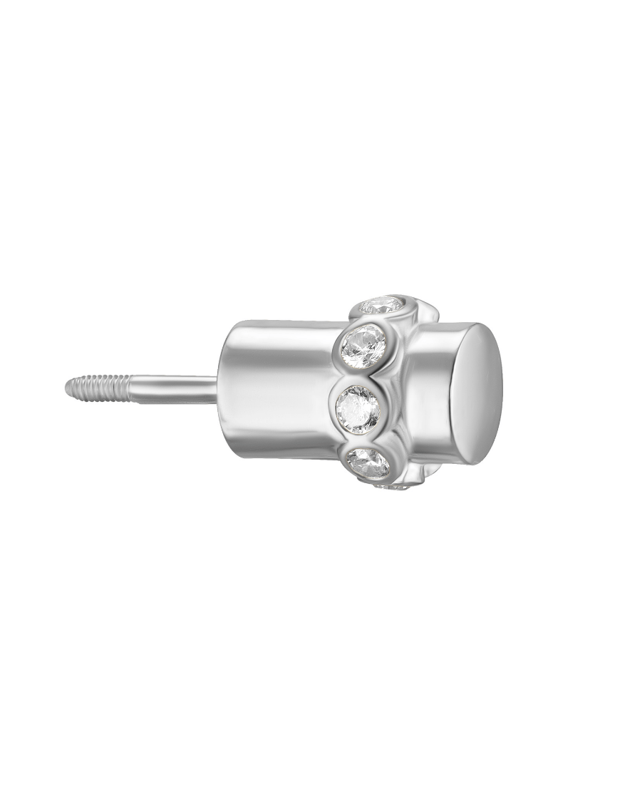 Половина моносережки Balance з білим камінням жіноча RIMMART JEWELRY срібна One size