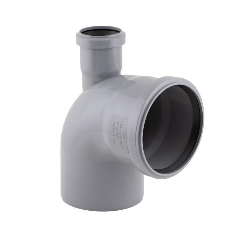 Колено канализационное с отводом TA Sewage вверх 50х110х110 мм 90° (TR110013)