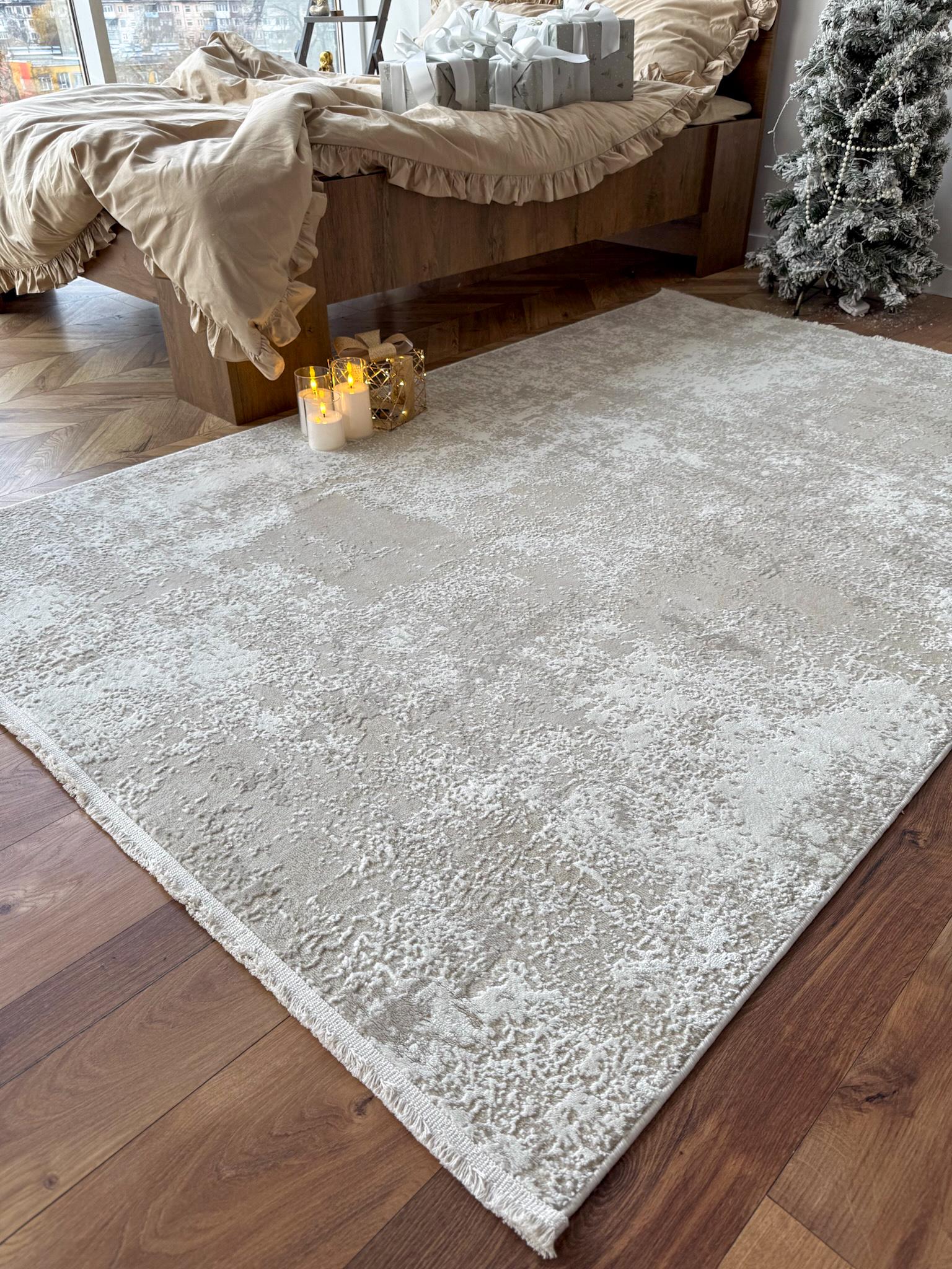 Килим прямокутний абстрактний 200х300 см Світло-бежевий