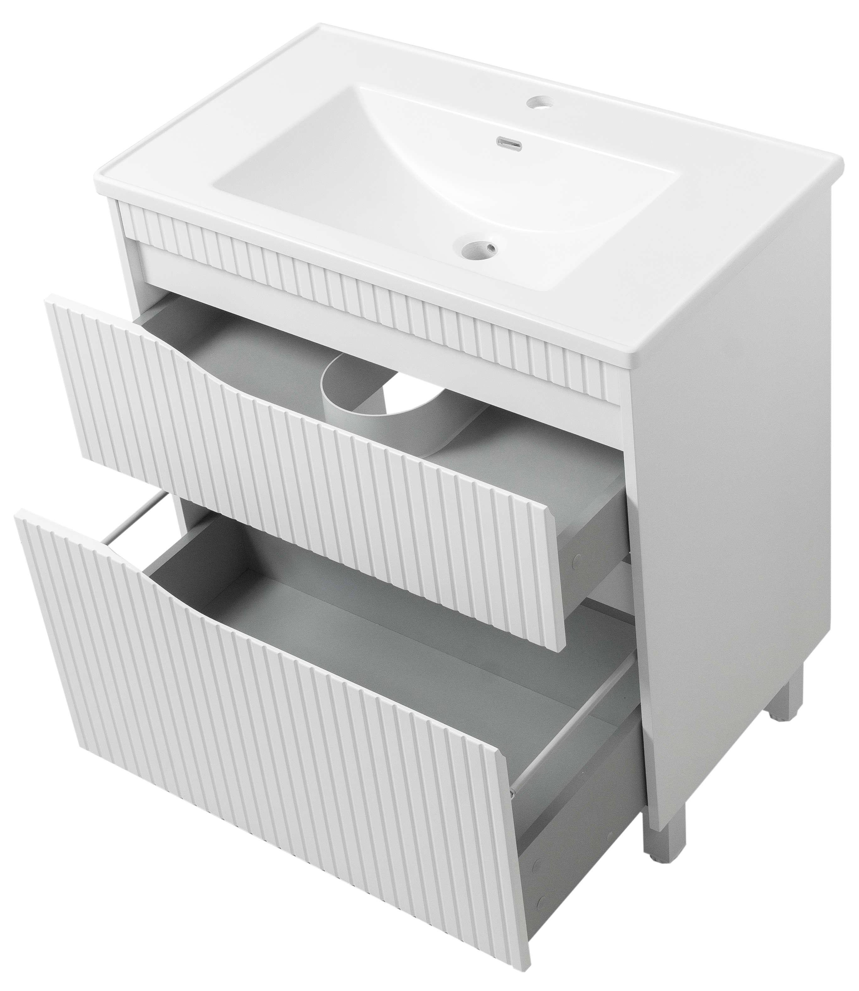 Тумба ЮВВІС Florence ТНБ-2 Д з умивальником Канте 80 см Білий матовий (25075178) - фото 2