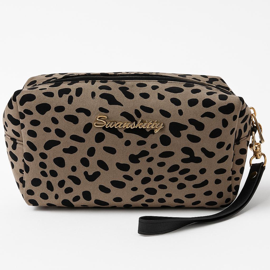 Косметичка Леопардовая с ремешком Коричневый (bb57ef47)