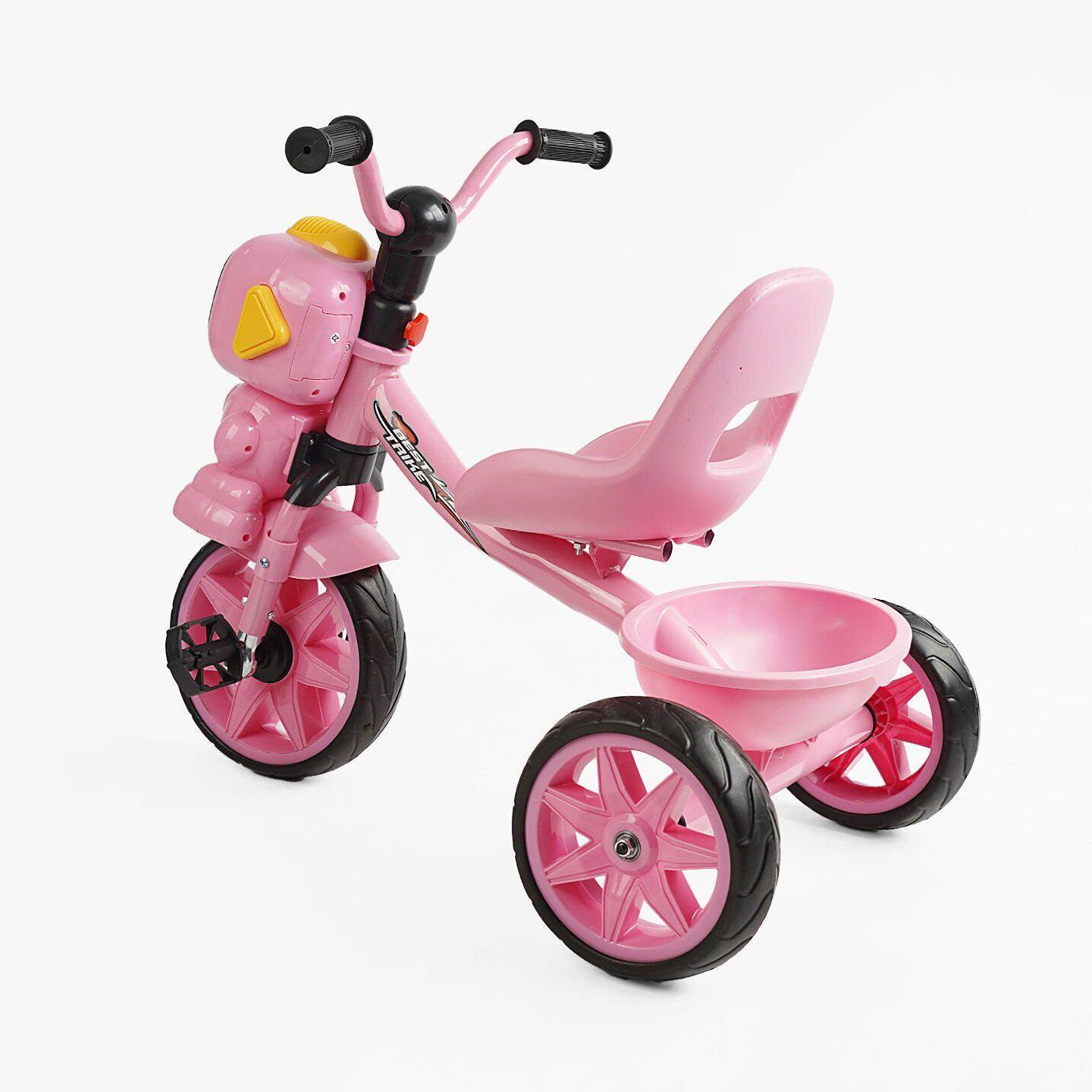 Дитячий триколісний велосипед без ручки Best Trike BS з фігуркою та кошиком Рожевий - фото 3 Дитячий триколісний велосипед без ручки Best Trike BS з фігуркою та кошиком Рожевий - фото 3