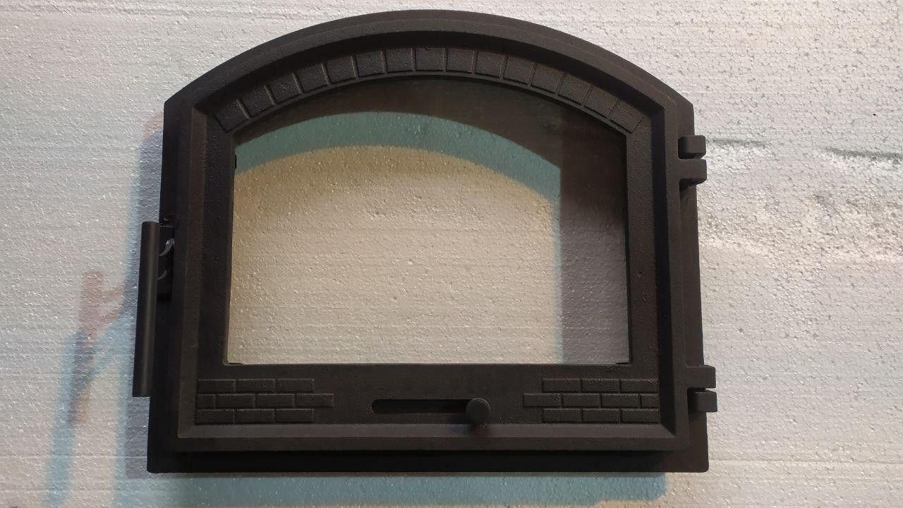 Дверка чугунная арочная со стеклом и регулировкой 490х420 мм 16 кг