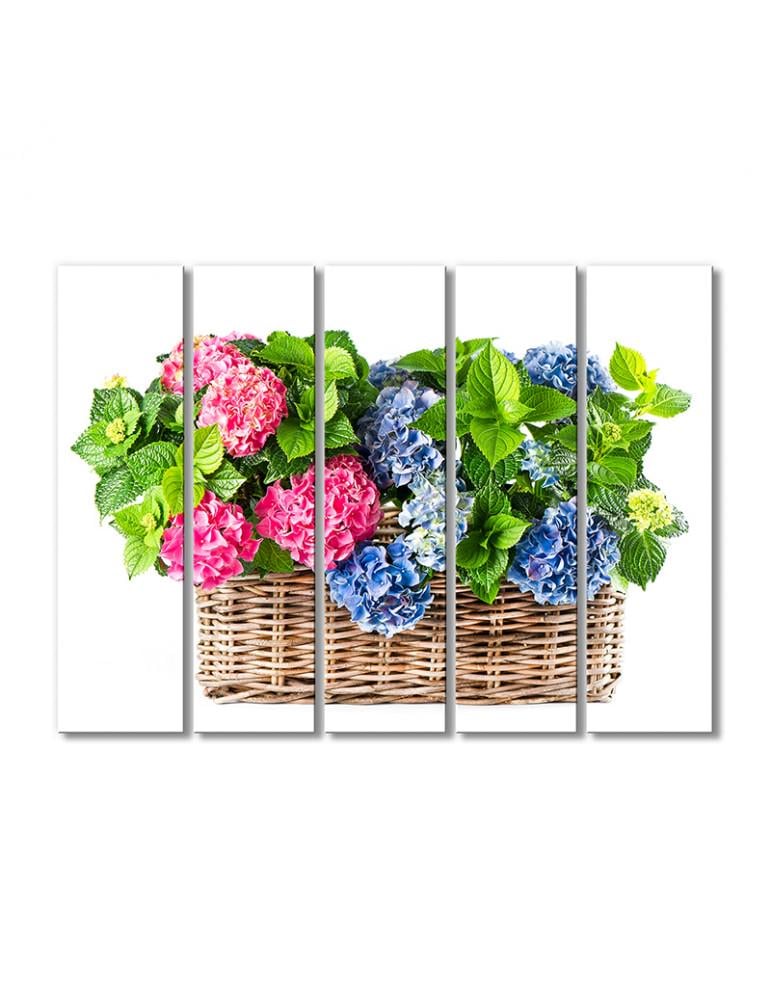 Картина модульная Розово-голубые гортензии 5 модулей 80x120 см