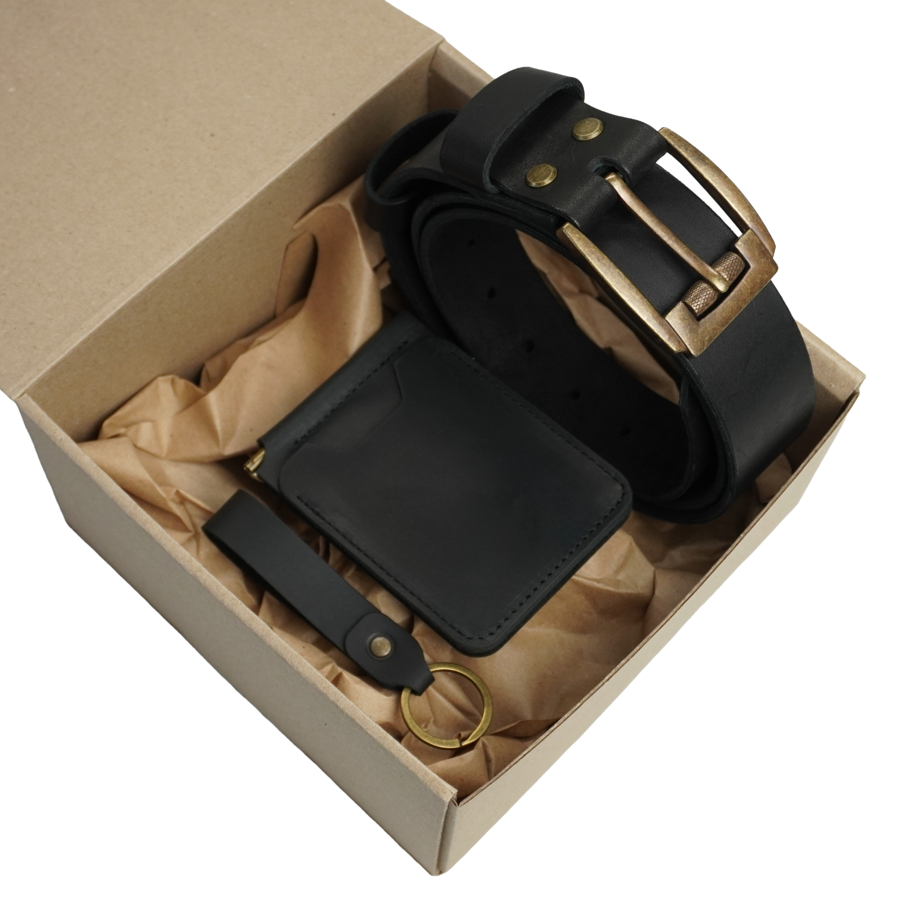 Подарочный набор для мужчины Gift_Box01 кожаные ремень/зажим для денег/брелок для ключей