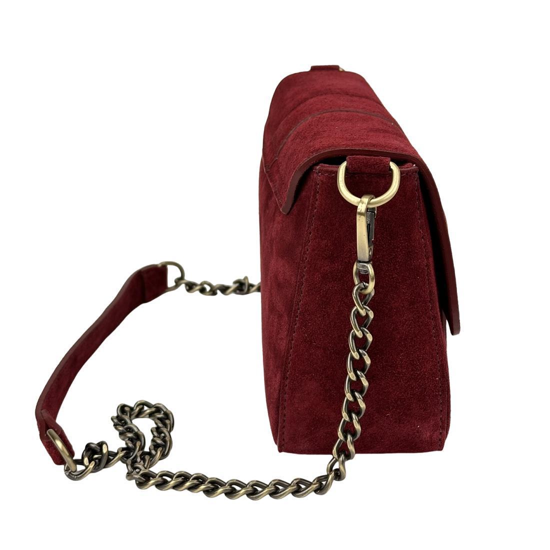 Сумка жіноча замшева Firenze Italy F-IT-012BO з ланцюжком Бордовий (2656558932) - фото 4
