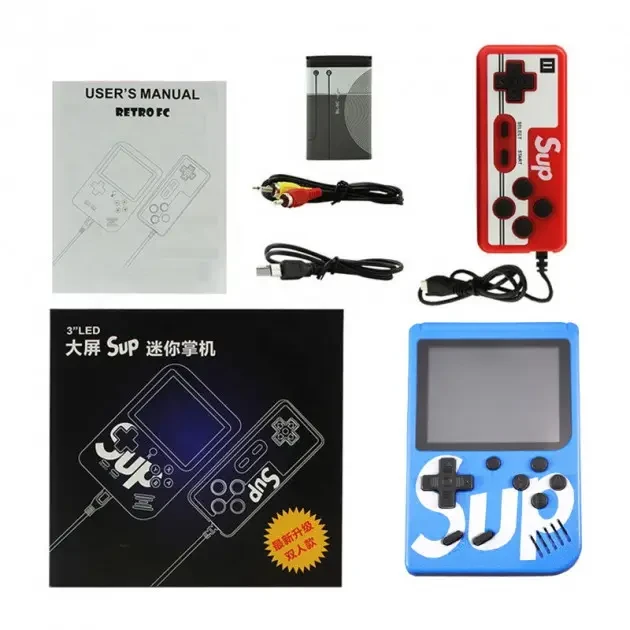 Приставка портативна з джойстиком Sup Retro Dendy 400в1 Game Box 3" на двох Синій (8283) - фото 8 Приставка портативна з джойстиком Sup Retro Dendy 400в1 Game Box 3" на двох Синій (8283) - фото 8