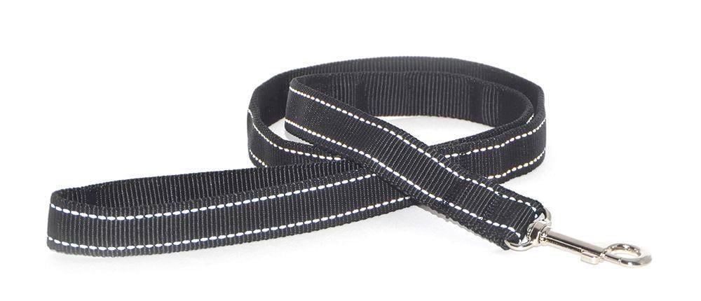 Поводок для собак Неон со светоотражающей нитью 2,5 см Черный (ф854)