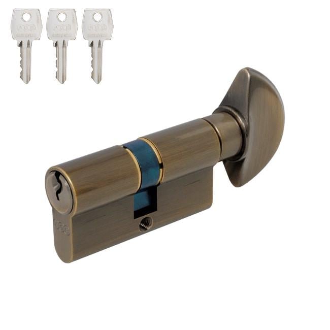 Цилиндр замка AGB Mod.600 60 мм 30х30Т ключ-тумблер Бронзовый зеленый (С6AL12.25.25)