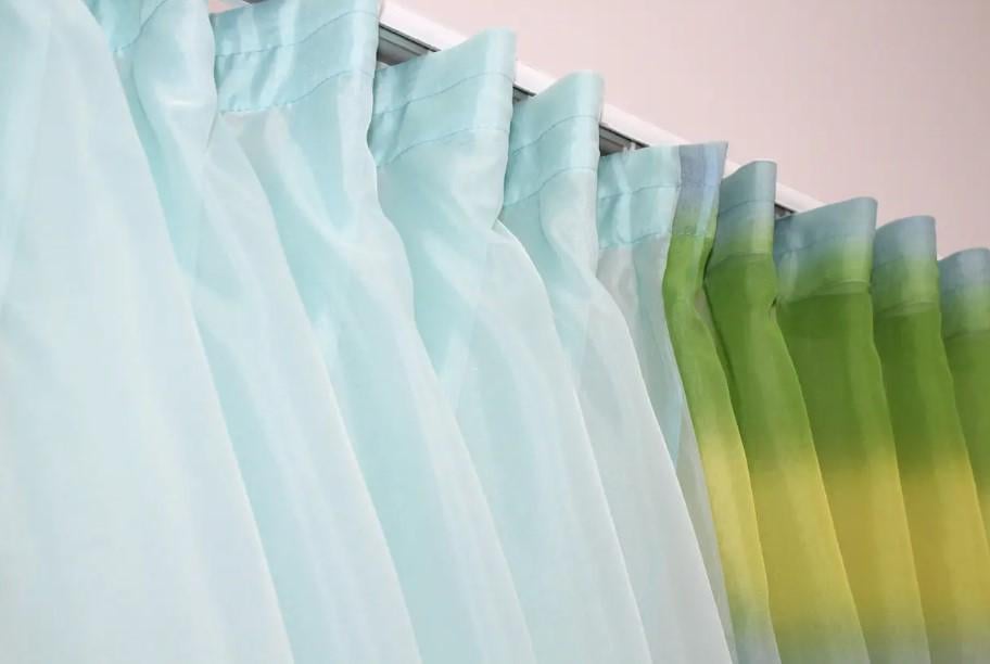 Комплект штор на кухню 400х170 см Блакитний/Оливковий/Жовтий (111к) - фото 3 Комплект штор на кухню 400х170 см Блакитний/Оливковий/Жовтий (111к) - фото 3