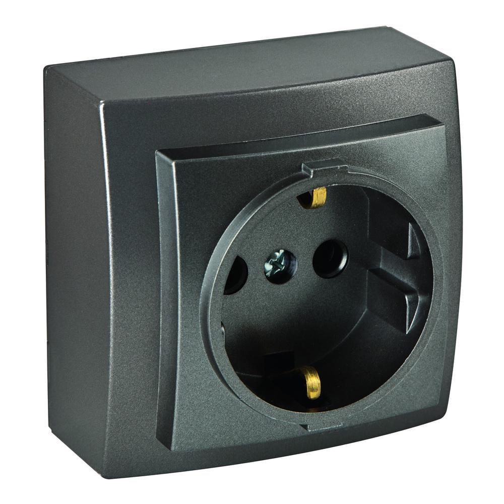 Розетка Nilson Themis одинарна з заземленням Антрацит (26161017)