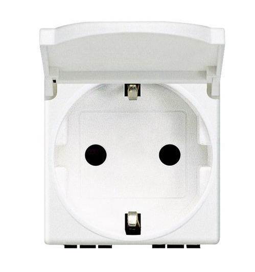 Розетка с крышкой Bticino LL Legrand 2К+С Белый