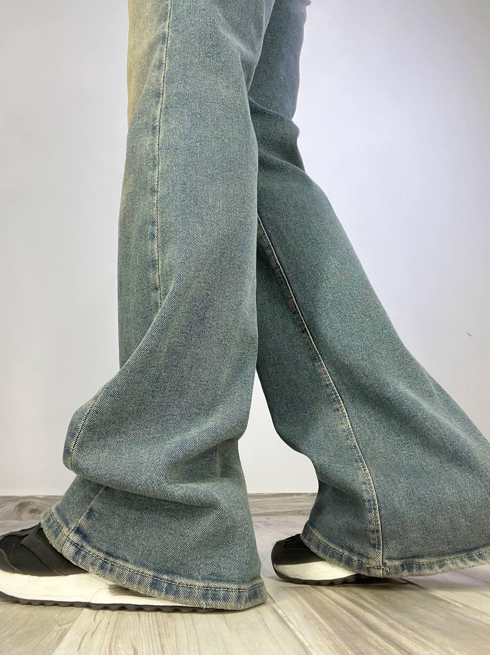 Джинсы женские Zeo Basic 4679 клеш от колена высокая посадка стрейчевые винтажные р. 34 Голубой (3631) - фото 8