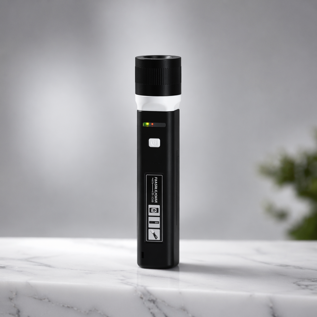 Фонарик аккумуляторный ручной LED с функцией Power Bank и адаптерами в чехле Черный (HP2025LIG)