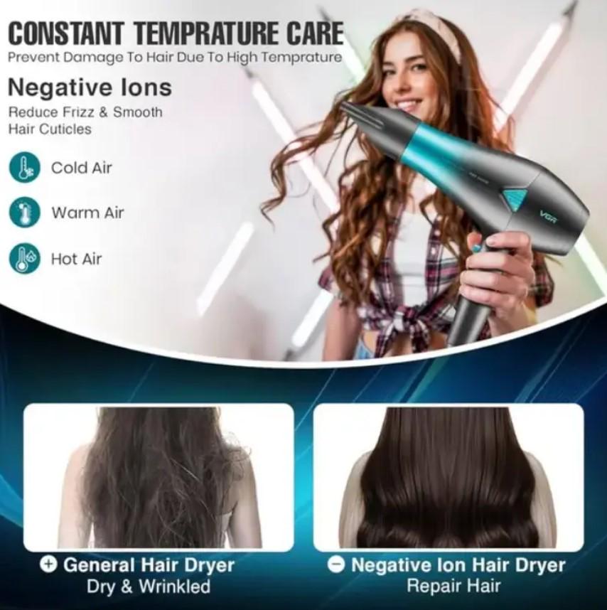 Фен для волосся VGR V-455 2 режими 2000 Вт Синій (2390000038) - фото 2