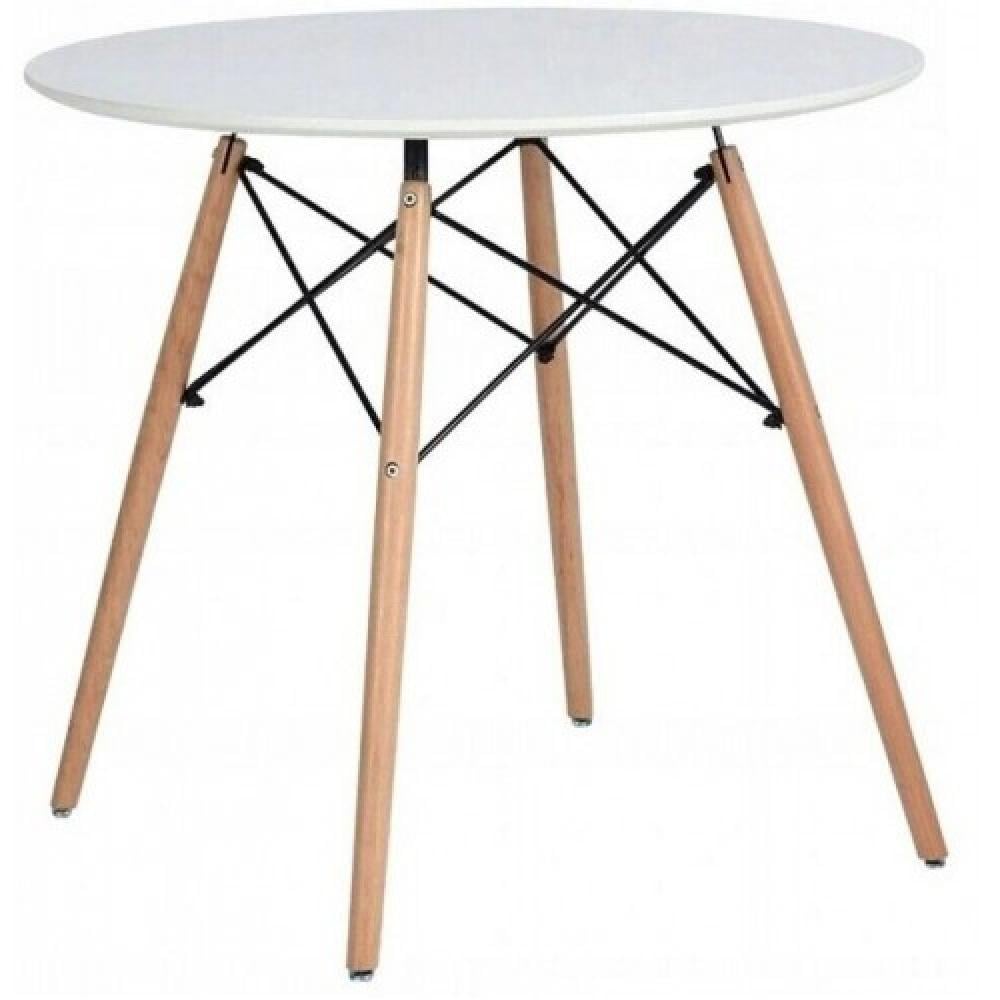 Обеденный стол Bonro ВN-957 на деревянных ножках из бука круглый 60 см Белый (132-76-42400166)