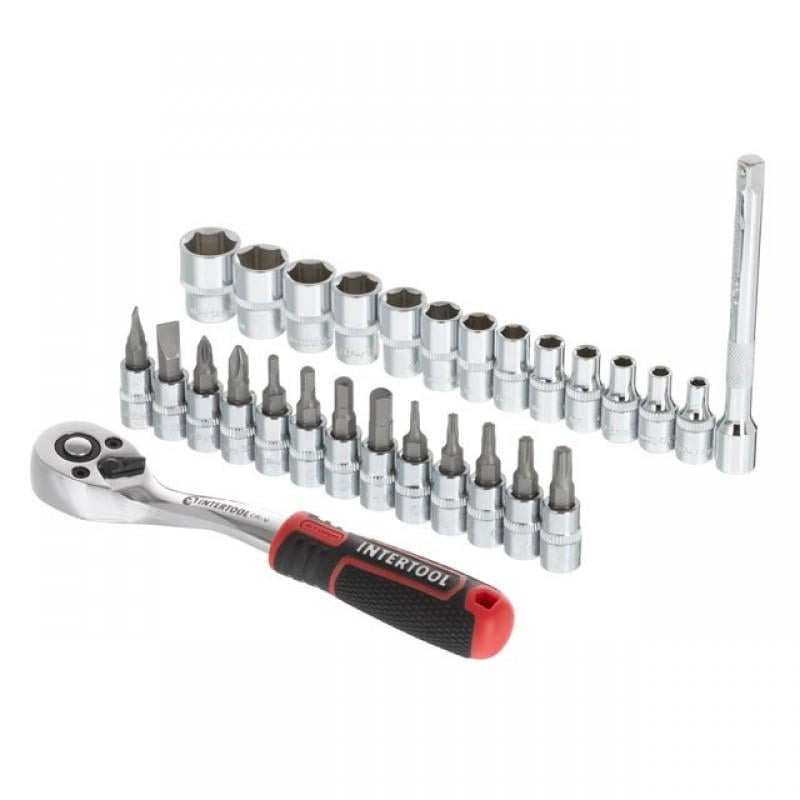 Набор головок торцевых Intertool ET-8018 1/4" 4-14 мм 28 ед. Cr-V STORM (70025)