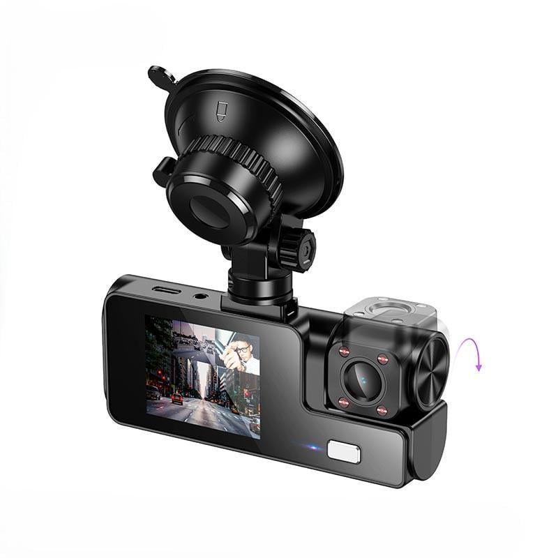 Відеореєстратор Hoco DI60 для авто 480p/720p 30 кадрів/с огляд 145° передня/салонна/задня камера Чорний (635264)