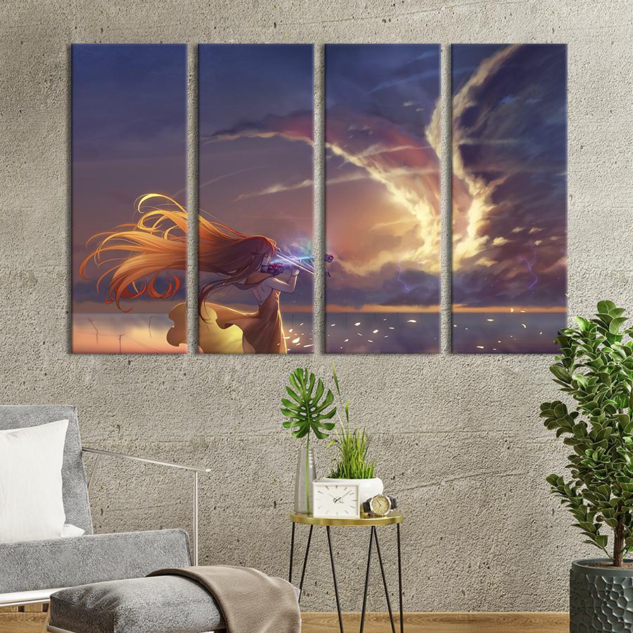 Картина на холсте Скрипачка в стиле аниме 89x53 см (1431-41)