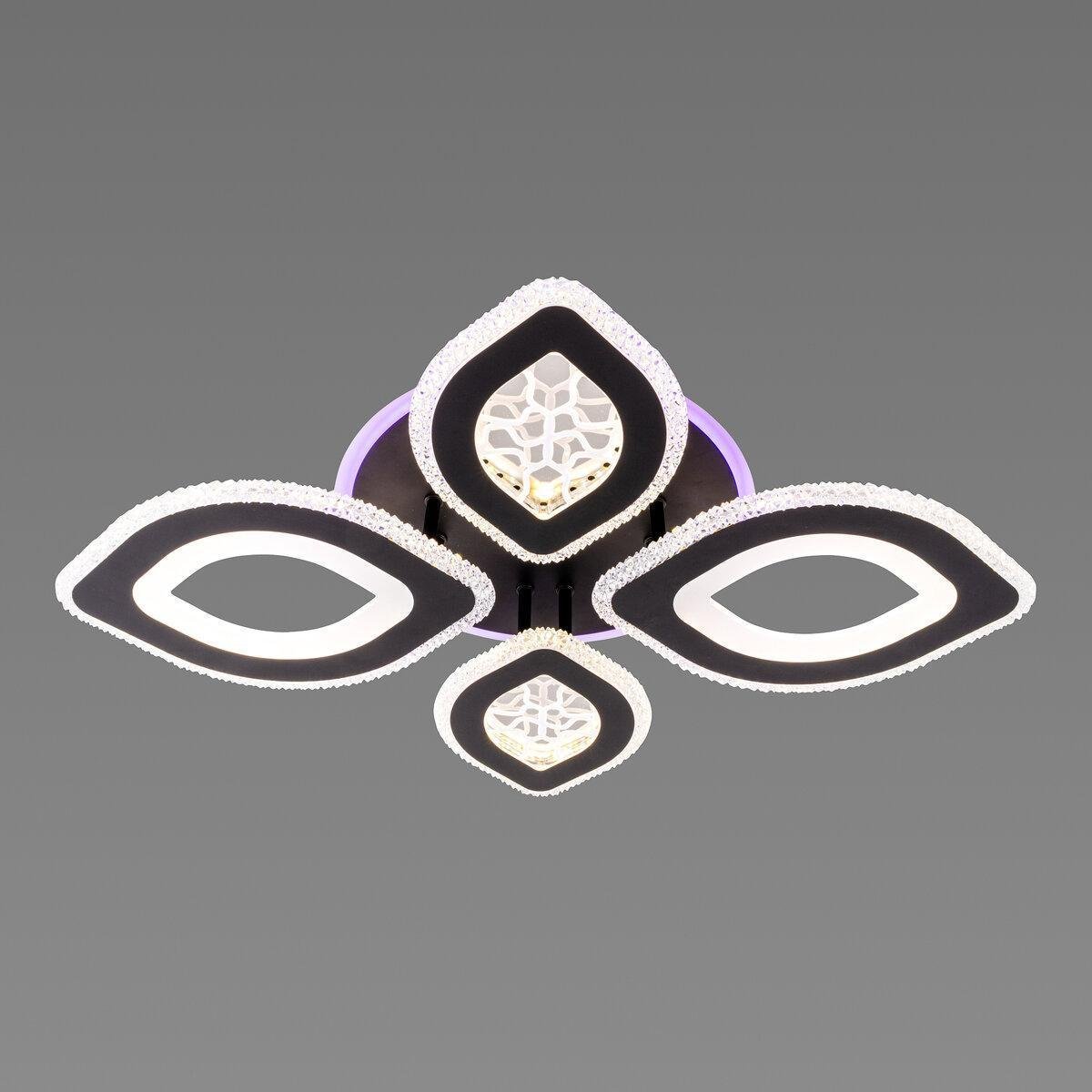 Люстра светодиодная Sirius с RGB подсветкой 76W 3000-6500К Черный (B S2353/2+2 BK 76W)