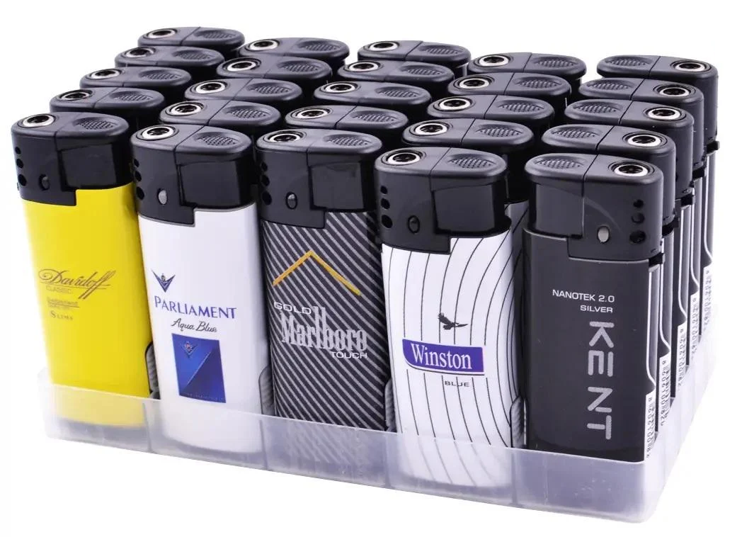 Набор зажигалок газовых Бренды Сигарет с фонариком 50 шт. (32162066)