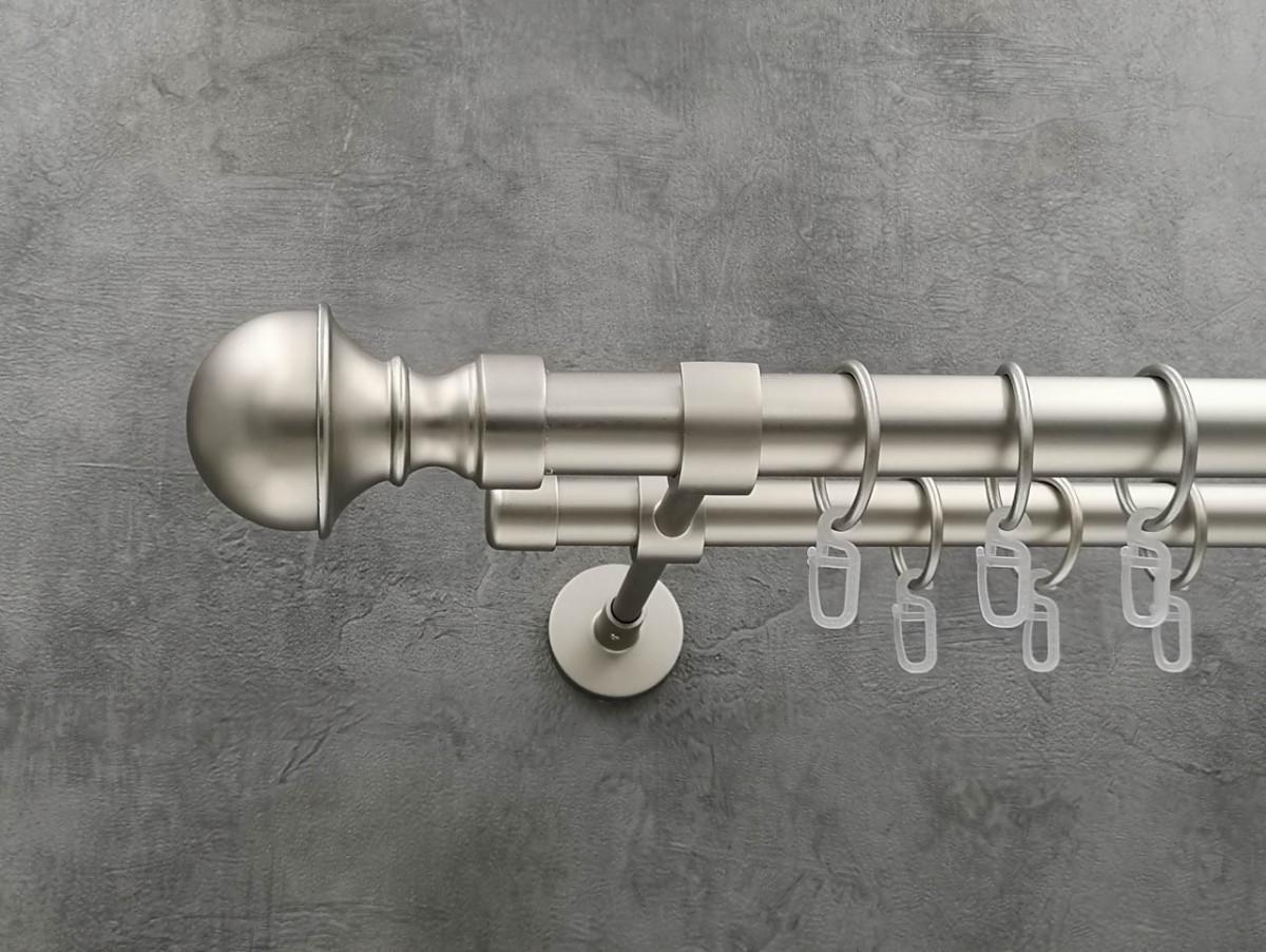 Карниз Quadrum Бостон гладкая штанга двойной модерн 25/19 мм 400 см Сатин (272280456)