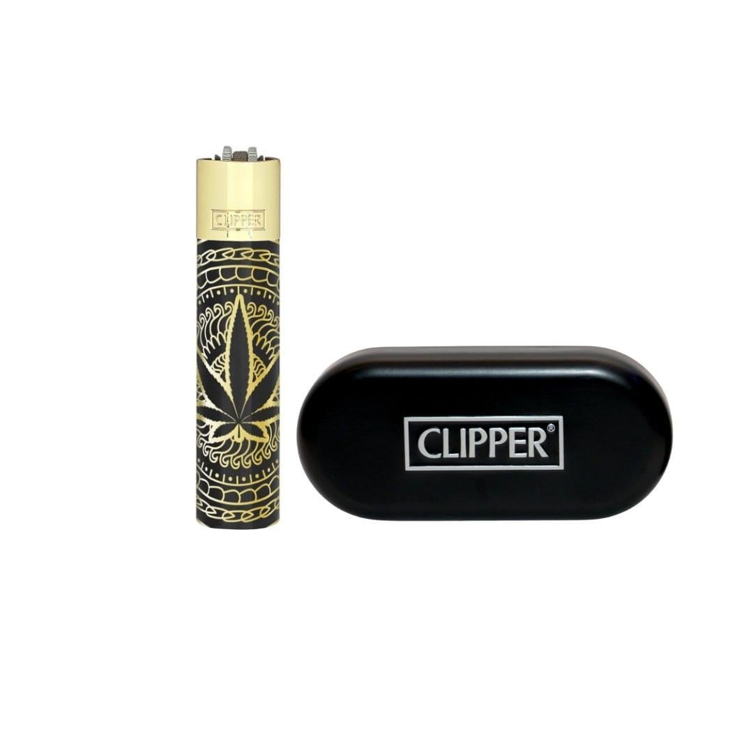 Зажигалка Clipper metal Premium Leaves Gold