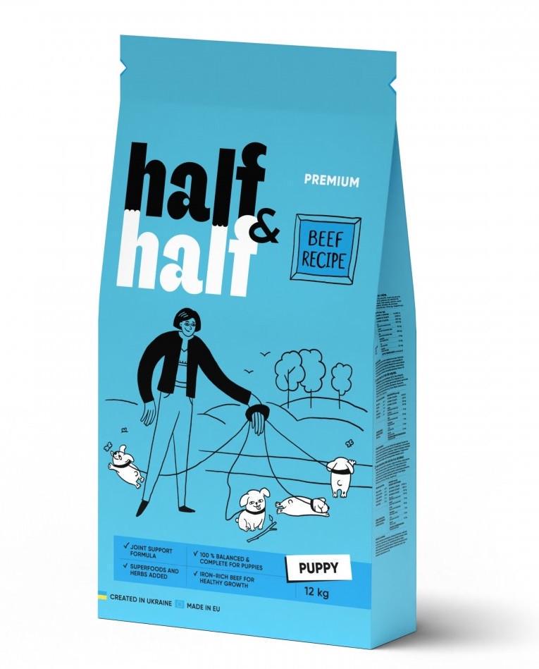 Корм сухой Half&Half Puppy для щенков всех пород с 2-х месяцев с говядиной 12 кг (2050889290)