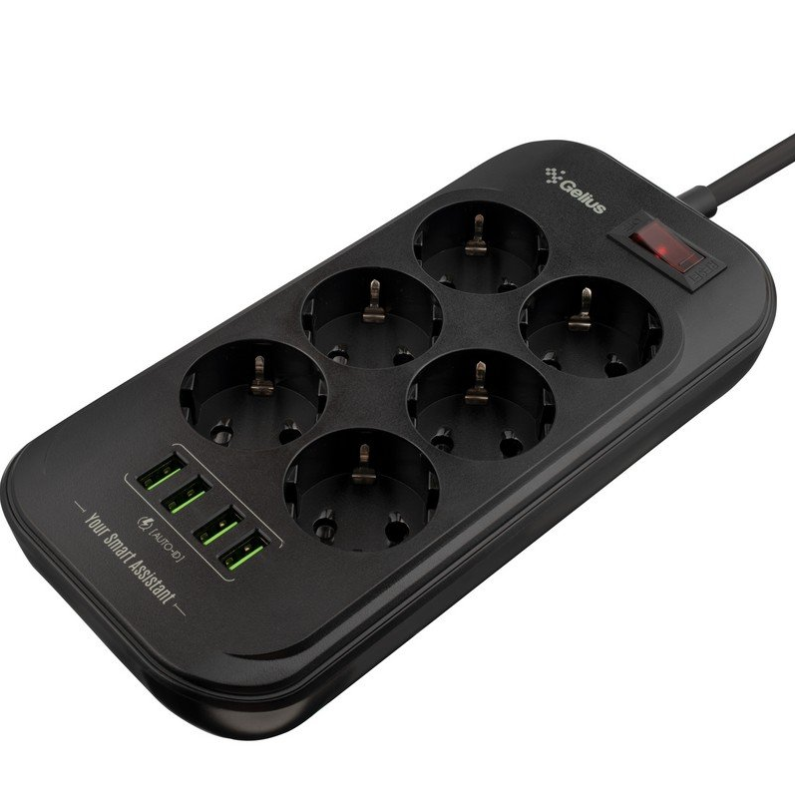 Фільтр мережевий Gelius U-Power GP-PS-002 6 220V Ports/4 USB Ports 3,4A 2 м Black - фото 3 Фільтр мережевий Gelius U-Power GP-PS-002 6 220V Ports/4 USB Ports 3,4A 2 м Black - фото 3