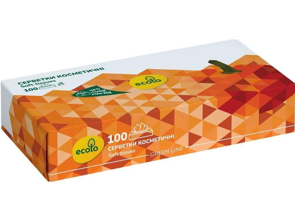 Косметические салфетки Ecolo пенал 100 шт. (1021104)