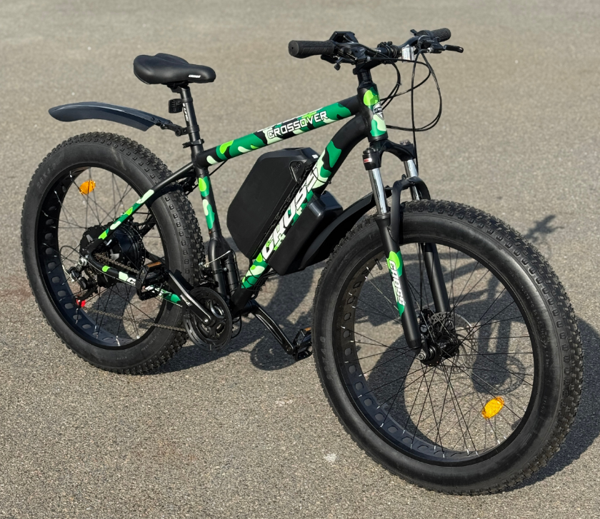 Велосипед с Е-комплектом Crossover MXUS 26х4,0" 2025 48 В 1200 Вт 18 Ah до 65 км запас хода дисплей LSD-10 Green