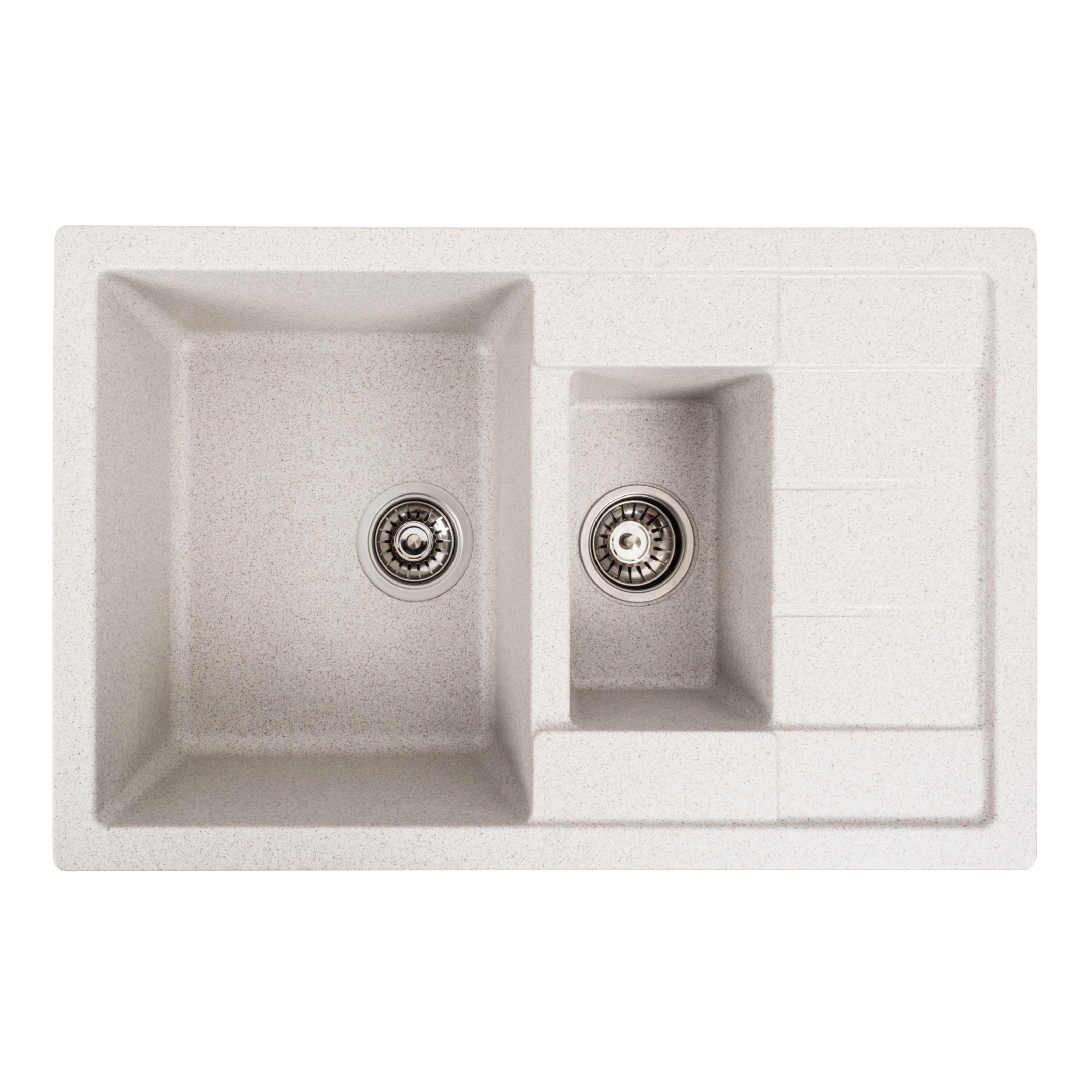 Мийка кухонна гранітна Platinum PLS-A25176 півтори чаші 780x500 мм Сірий (151323)