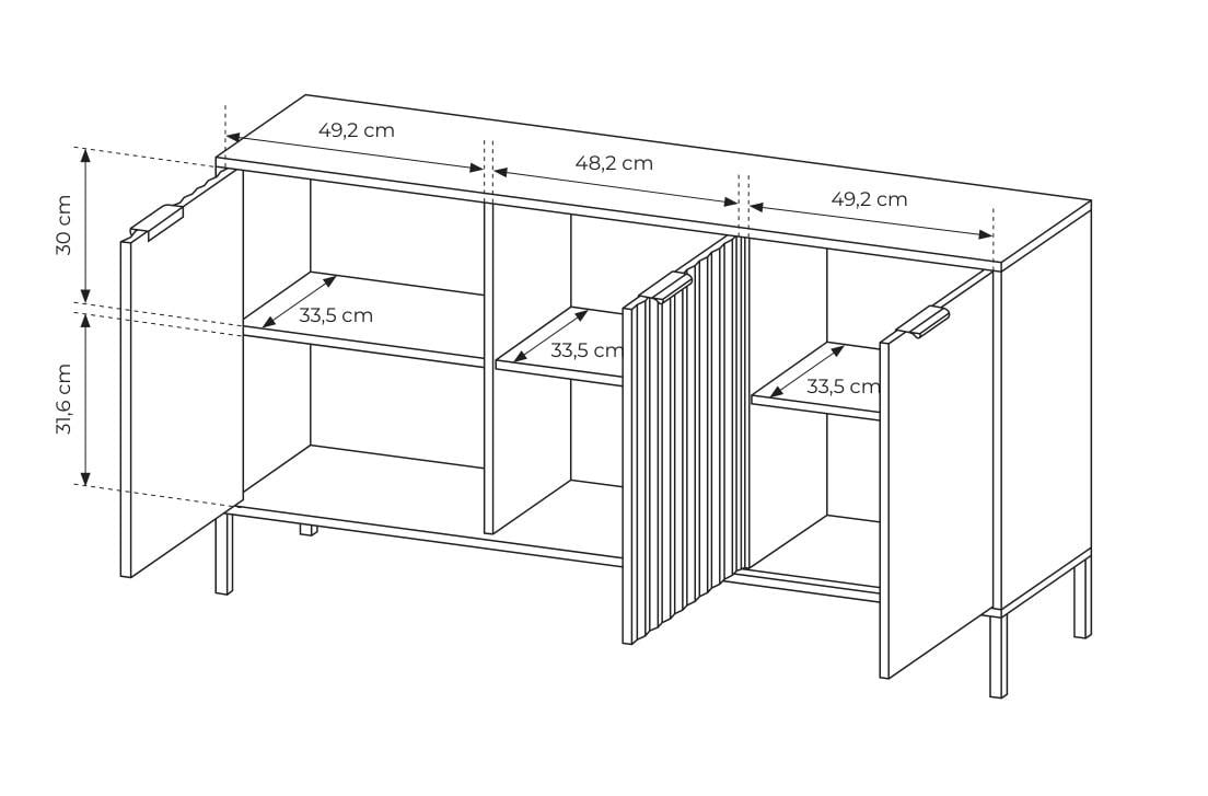 Комод Perfect Home Rave 3D/153 3-дверний Чорний/Дуб артизан (PFH-091091) - фото 4 Комод Perfect Home Rave 3D/153 3-дверний Чорний/Дуб артизан (PFH-091091) - фото 4