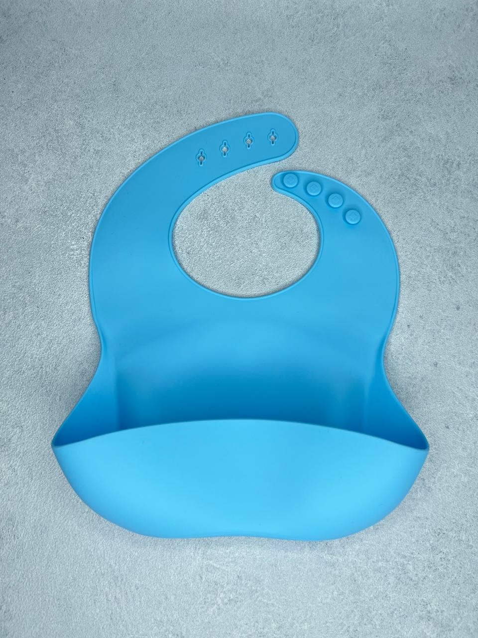 ᐉ Слюнявчик с карманом для еды силиконовый Голубой (250912)
