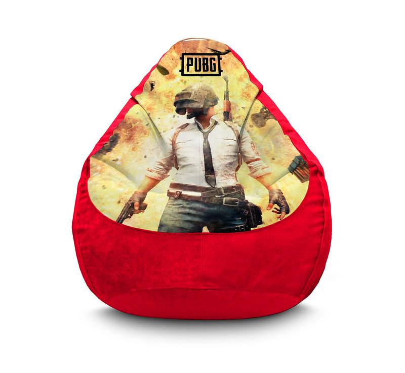 Крісло мішок iPuff PUBG Explosion Флок XL 80x110 см Червоний