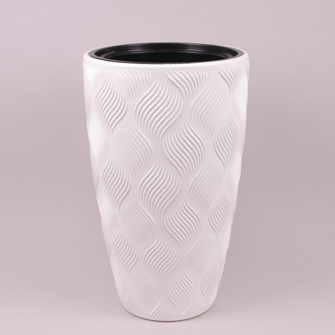 Горшок пластиковый Flora Flow Slim с вкладом Белый 39 см (82821)