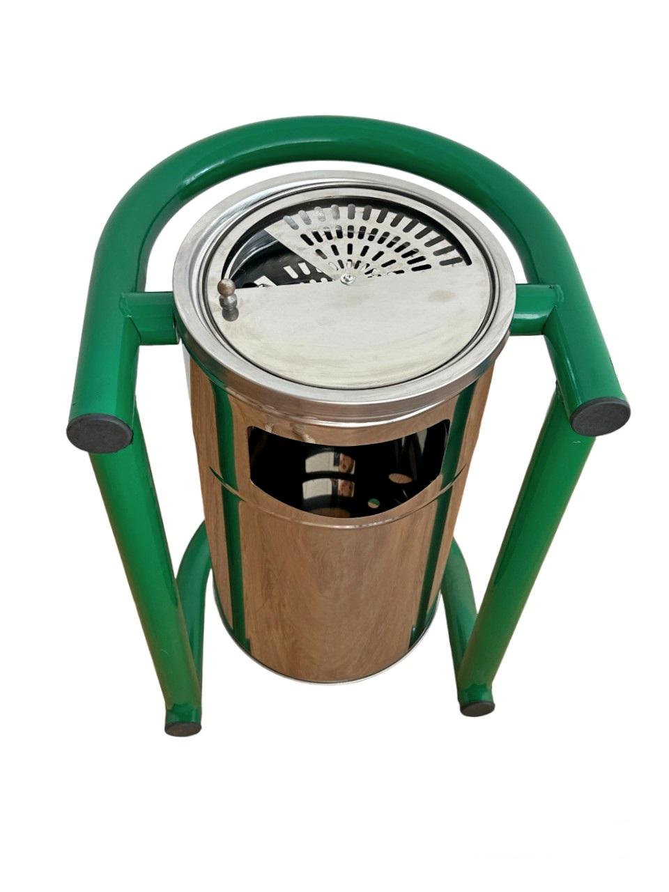 Урна-пепельница уличная MAXIFLOW из нержавеющей стали на подставке на 42 л (4505.5044S.430.00) - фото 2