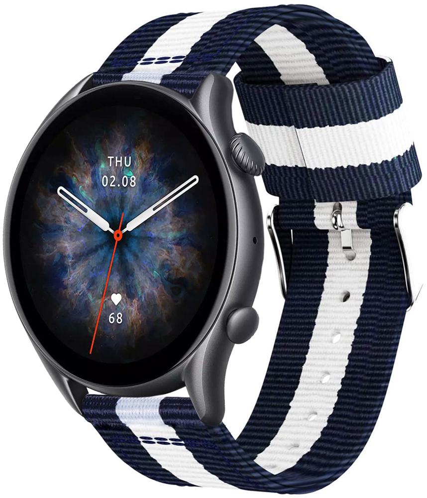 Ремешок тканевый Canvas для Amazfit GTR 3 Pro Blue/White (25508)