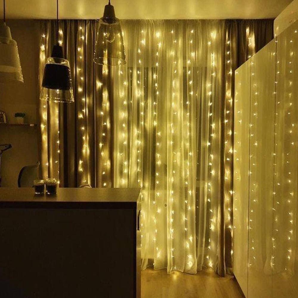 Гірлянда штора LED 8 режимів 3x2 м Білий теплий (9999) - фото 4 Гірлянда штора LED 8 режимів 3x2 м Білий теплий (9999) - фото 4