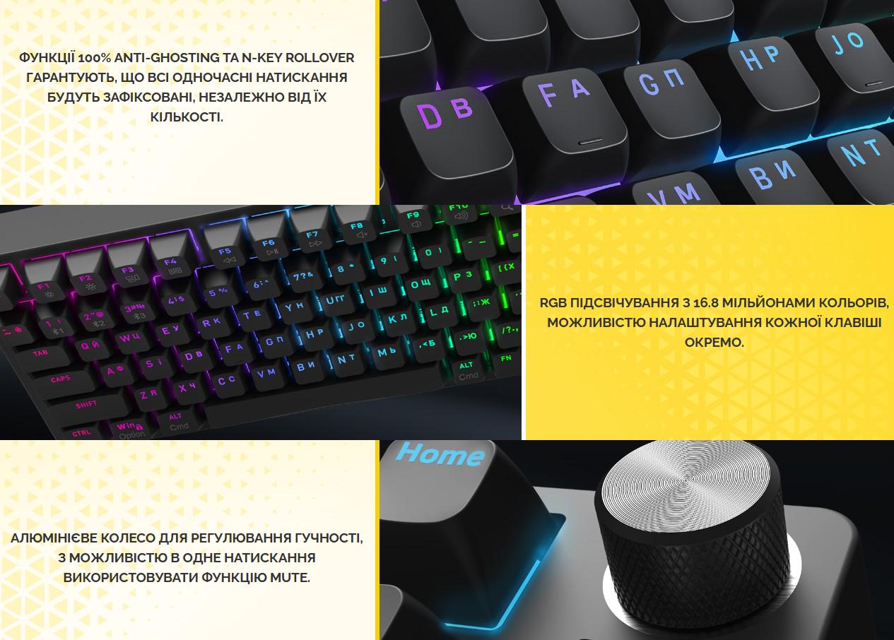 Клавіатура механічна ігрова бездротова HATOR HTK450UA RGB Icefall PRO Wireless Display Black - фото 11