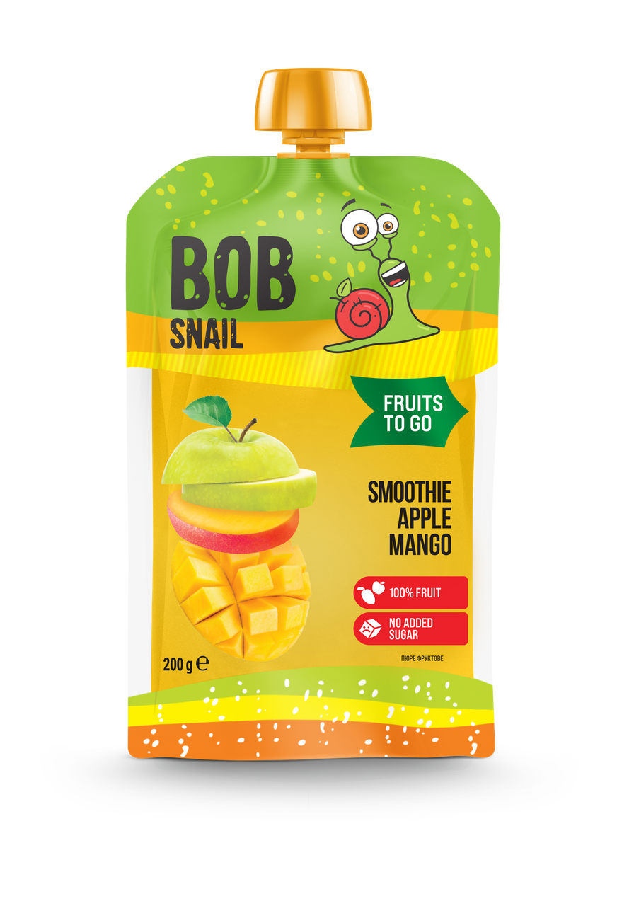 Пюре фруктове Bob Snail Смузі Яблуко-манго пастеризоване 200 г (2303764103) Пюре фруктове Bob Snail Смузі Яблуко-манго пастеризоване 200 г (2303764103)