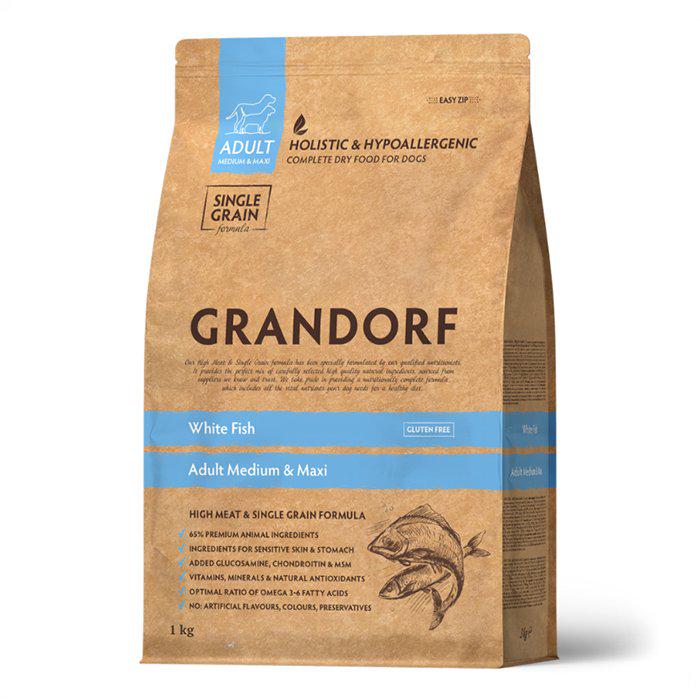 Корм сухий для собак середніх та великих порід Grandorf Dog Medium & Maxi White Fish риба 10 кг